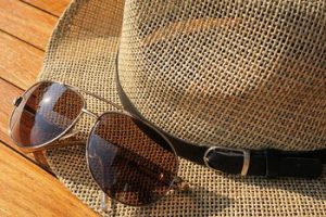 Sunglasses and a hat