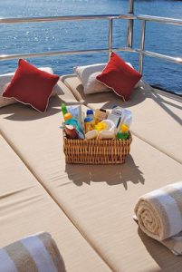 Sunscreen in a basket