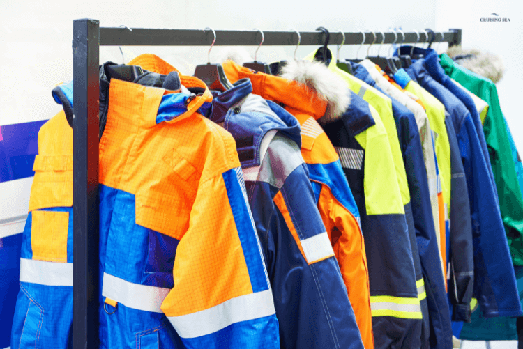 Foul weather gear to wear on a boat ride